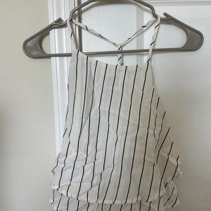 Forever 21 Striped Flowy Black & White Tank Top